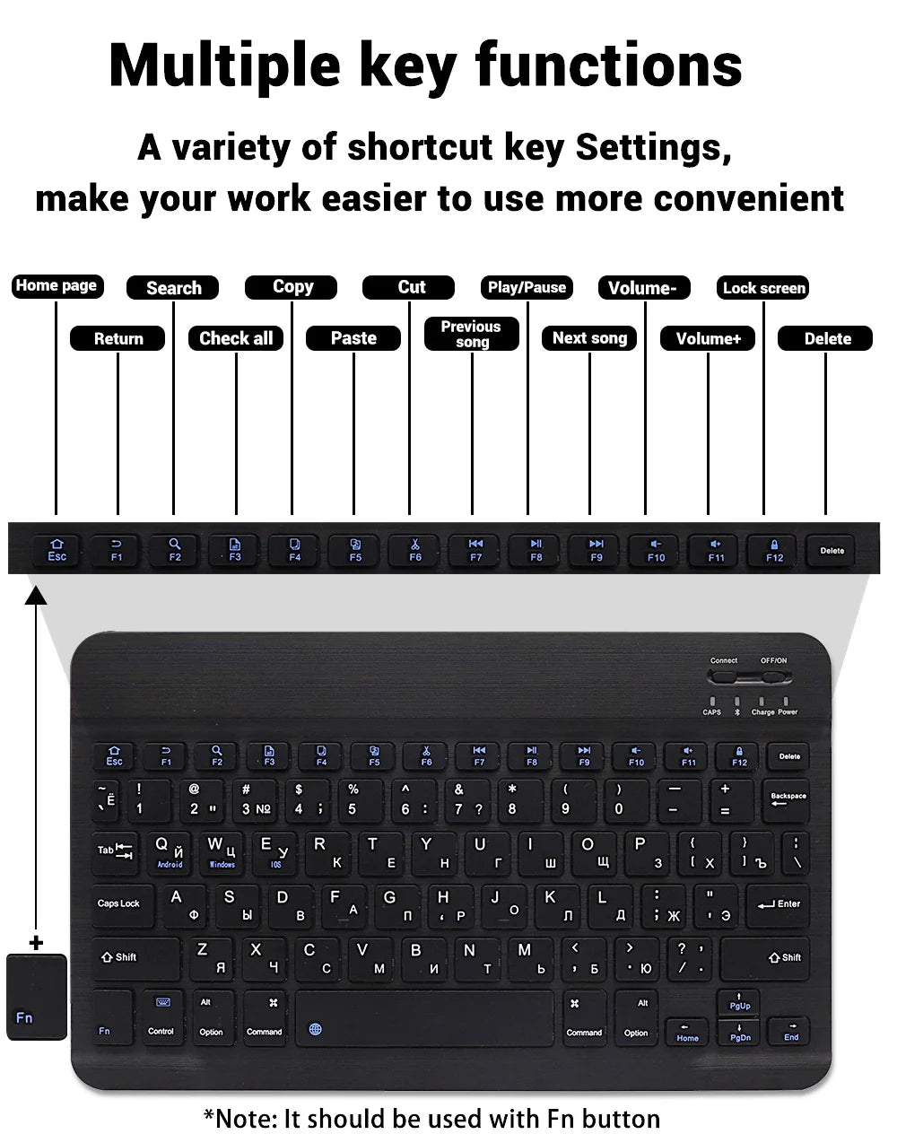 Bluetooth Wireless Keyboard Mouse For IOS/Android/Windows/iPad Air Mini Pro