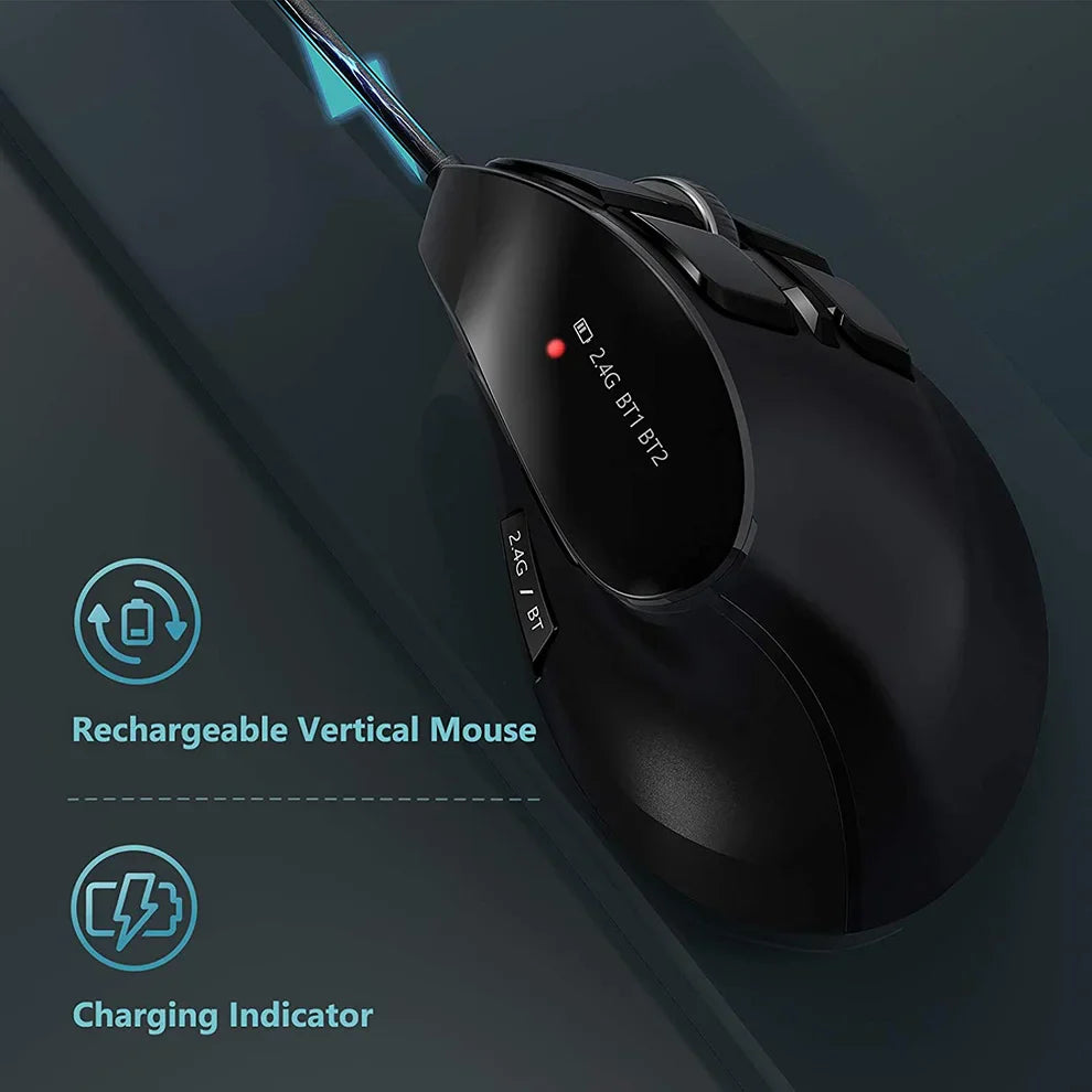 Bluetooth Vertical Wireless Mouse for Tablet Laptop Notebok Rechargeable USB Wireless Mouse Ergonomics Right Hand
