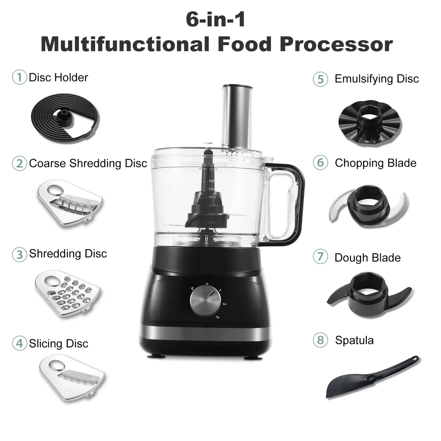 8 in 1 2L Capacity 800W with Jar Home Food Processor Chopper Mixer Electric Blender Juicer