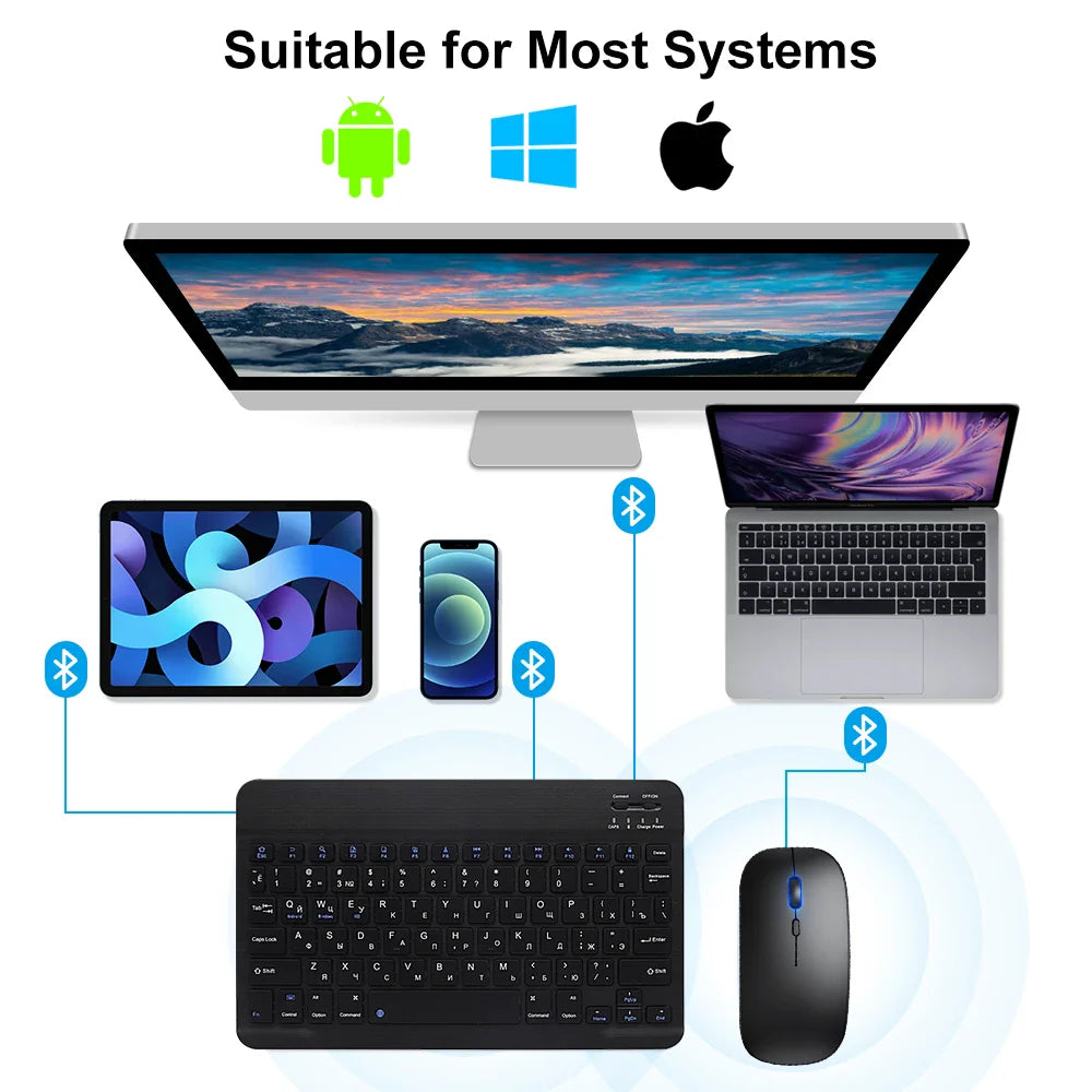 Bluetooth Wireless Keyboard Mouse For IOS/Android/Windows/iPad Air Mini Pro