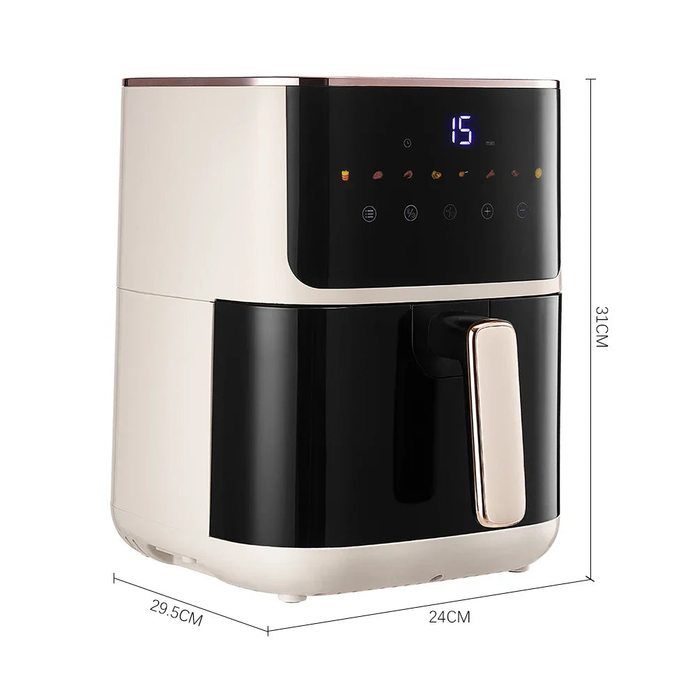 KOMORE 4.7L Air Fryer with Smart Touch Display 60 Minutes Timer & 80°C-200°C Adjustable Temperature& 8 Preset Cooking Modes