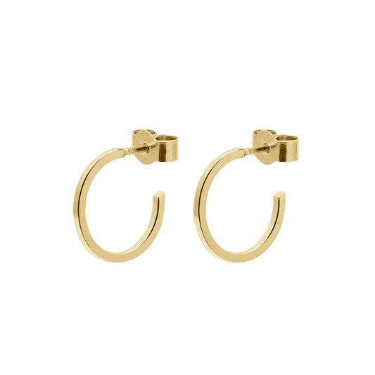Mini Hoop Stud Earrings - Gold