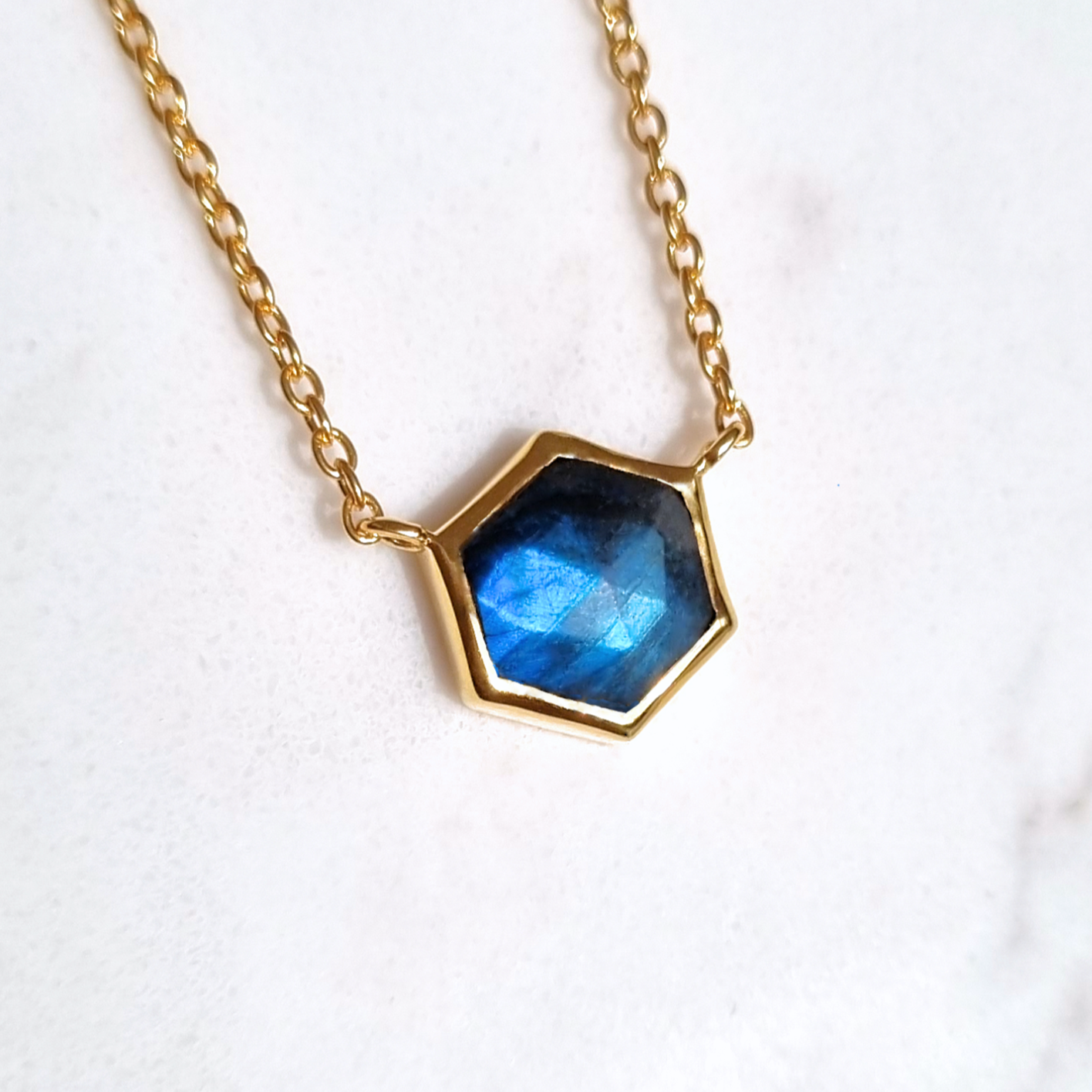 Labradorite Necklace in 18k Gold Vermeil