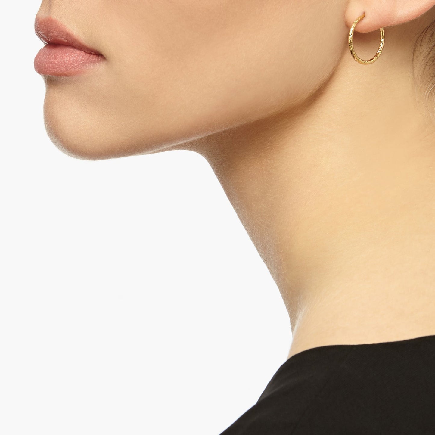 Mini Faceted Hoop Stud Earrings - Gold