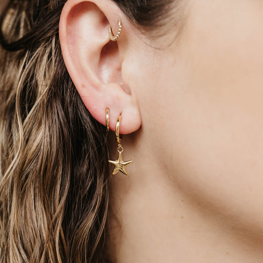 Golden Starfish Earring Stack