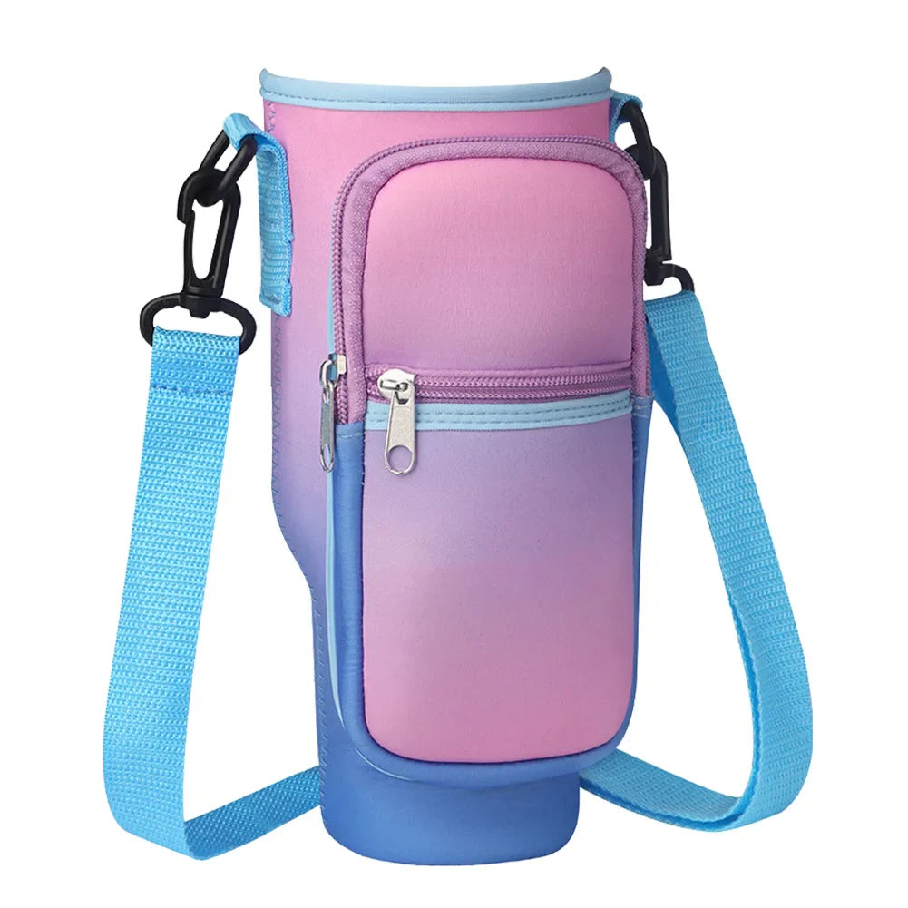 40oz Neoprene Water Bottle Carrier Bag For Stanley Quencher Cup Sleeve with Adjustable Shoulder Strap Water Bottle Holder Pouch