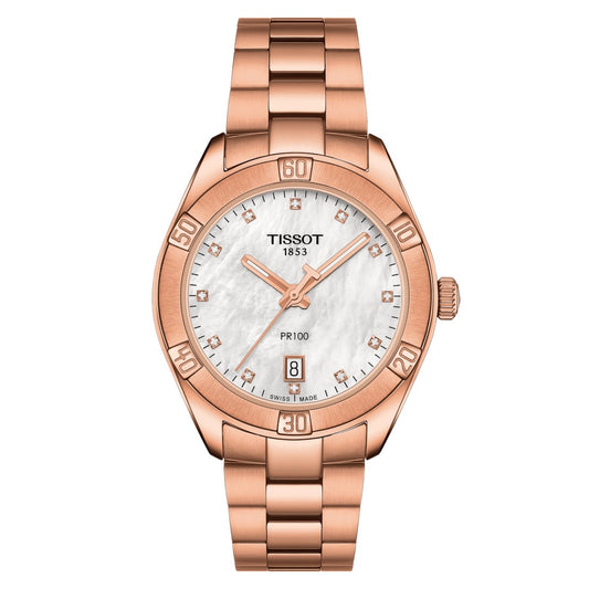 Tissot Ladies Watch Pr 100 Classic 36mm White Rose Gold T1019103311600