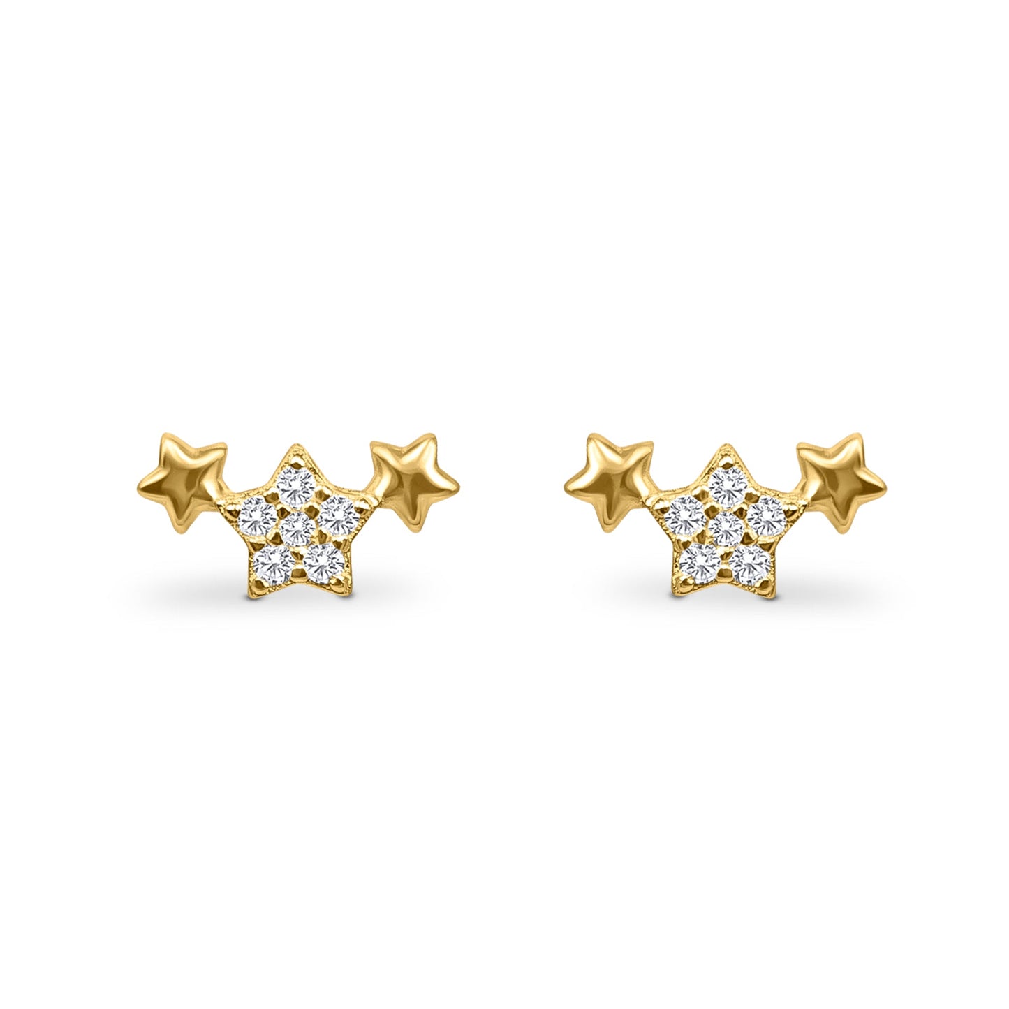 Trio of Stars Earrings in Gold