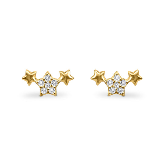 Trio of Stars Earrings in Gold