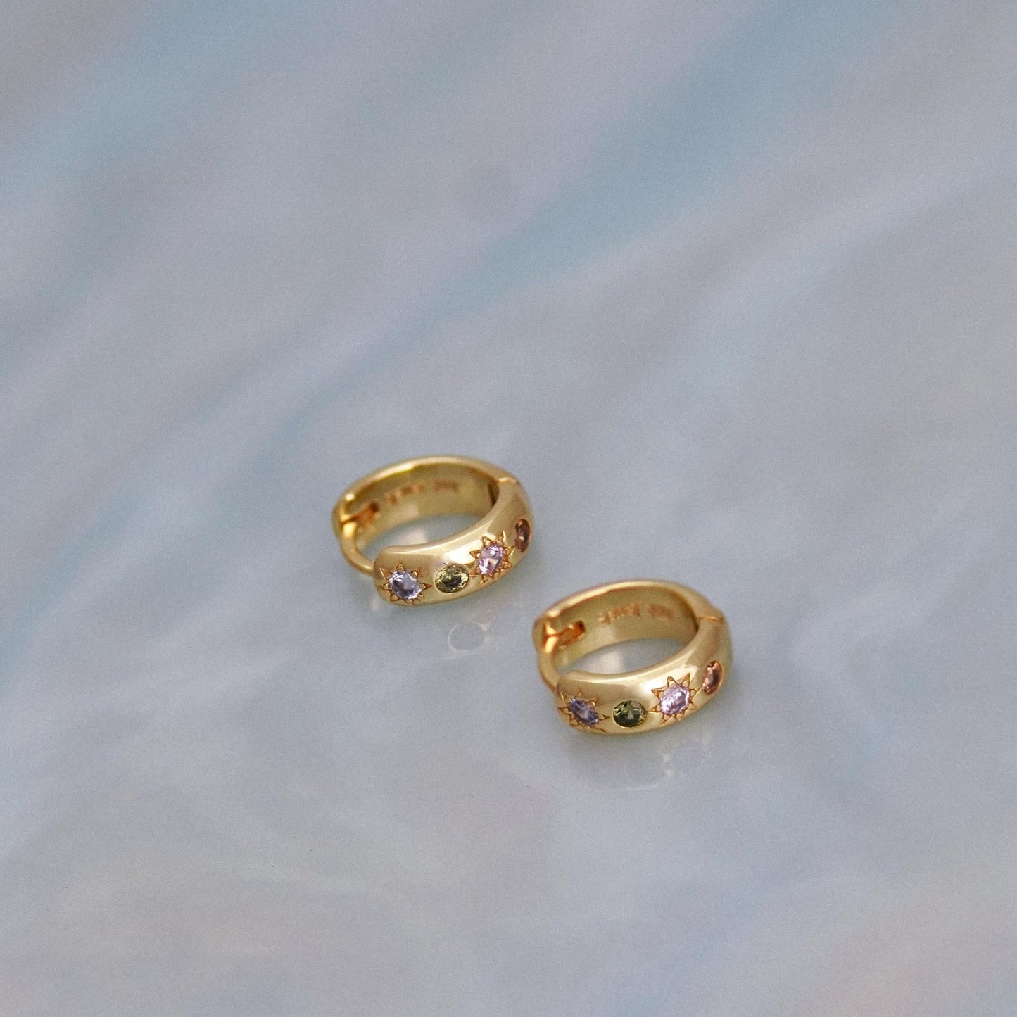Pastel Stone Petite Hoop Earrings