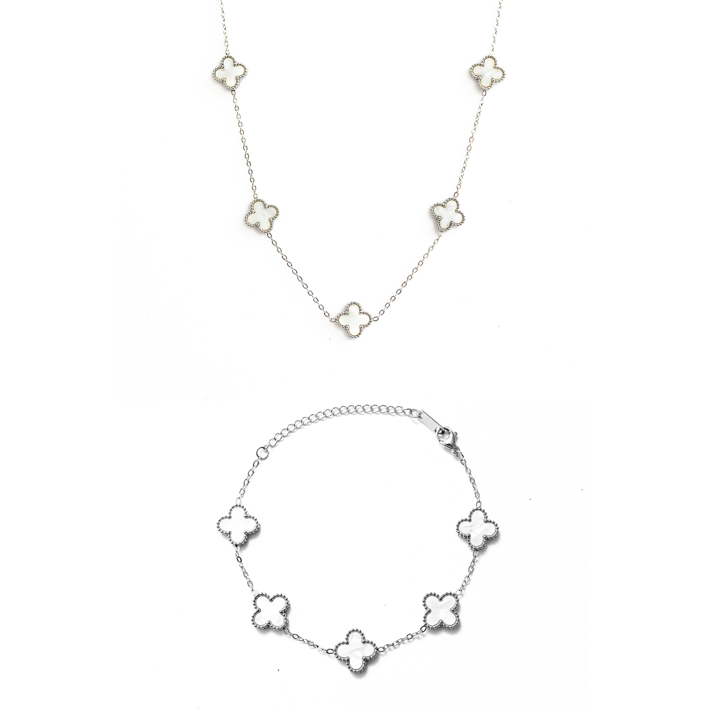 Clover Set (Silver/White)