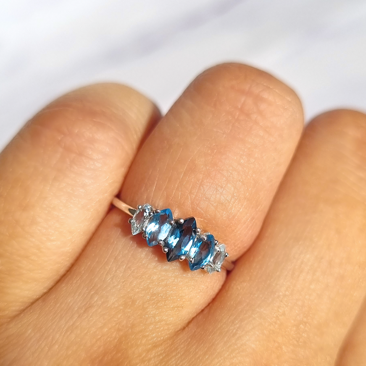 Ombre Blue Topaz Ring in Sterling Silver