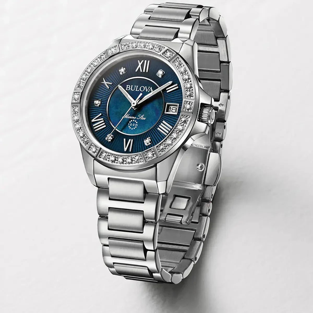 Bulova Marine Star Ladies Silver Watch 96r215