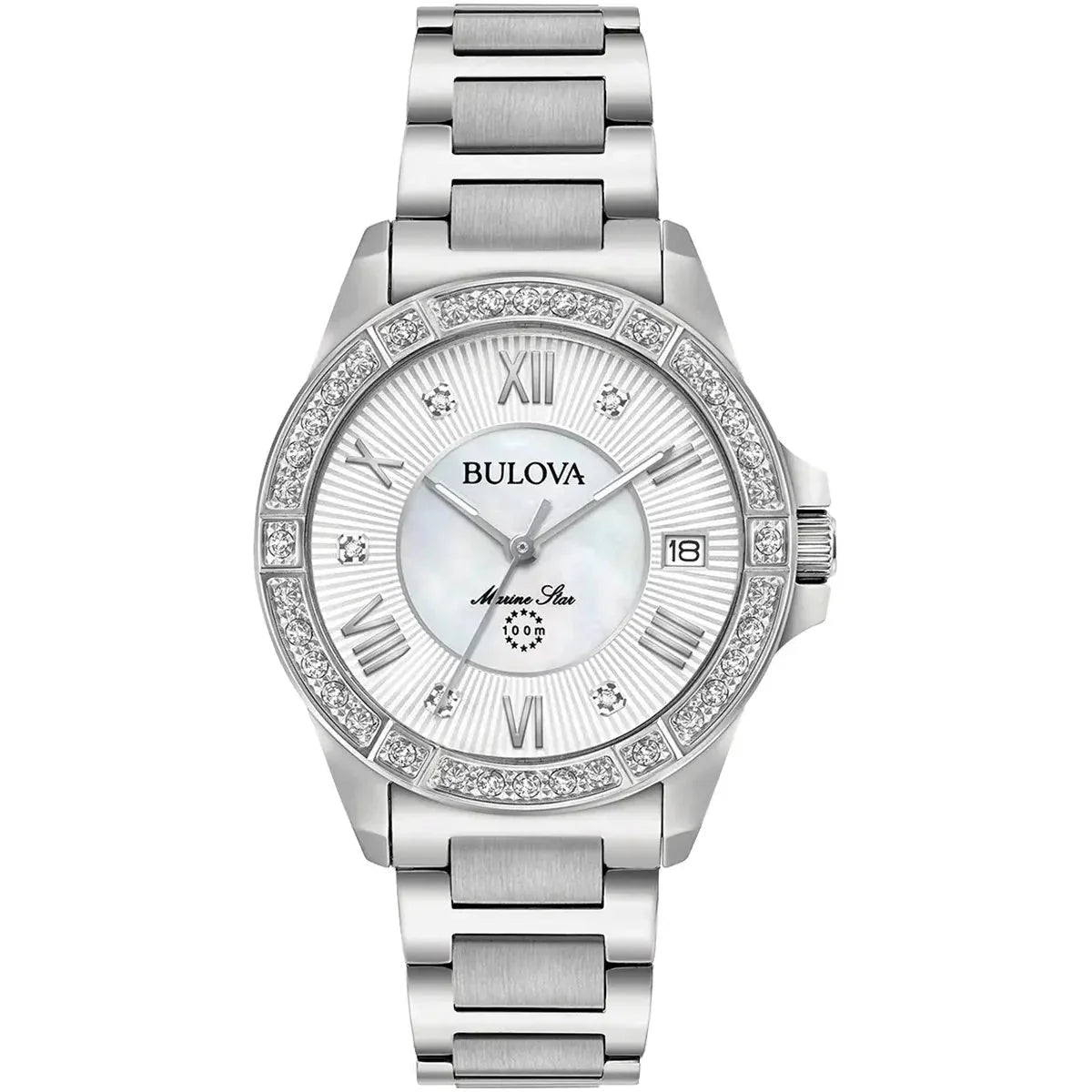 Bulova Marine Star Ladies Silver Watch 96r232
