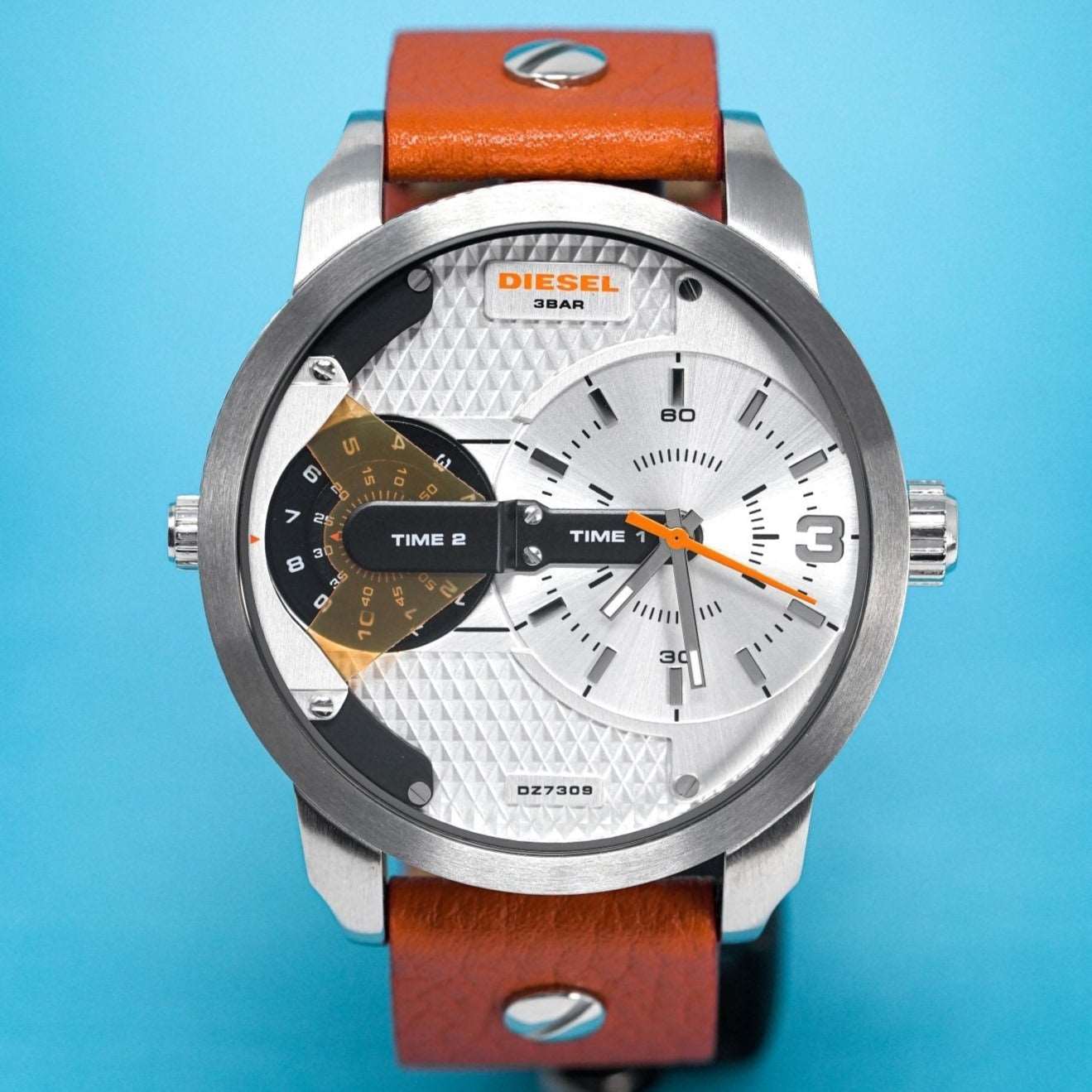 Diesel Dz7309 Men S Mini Daddy Silver Brown Watch