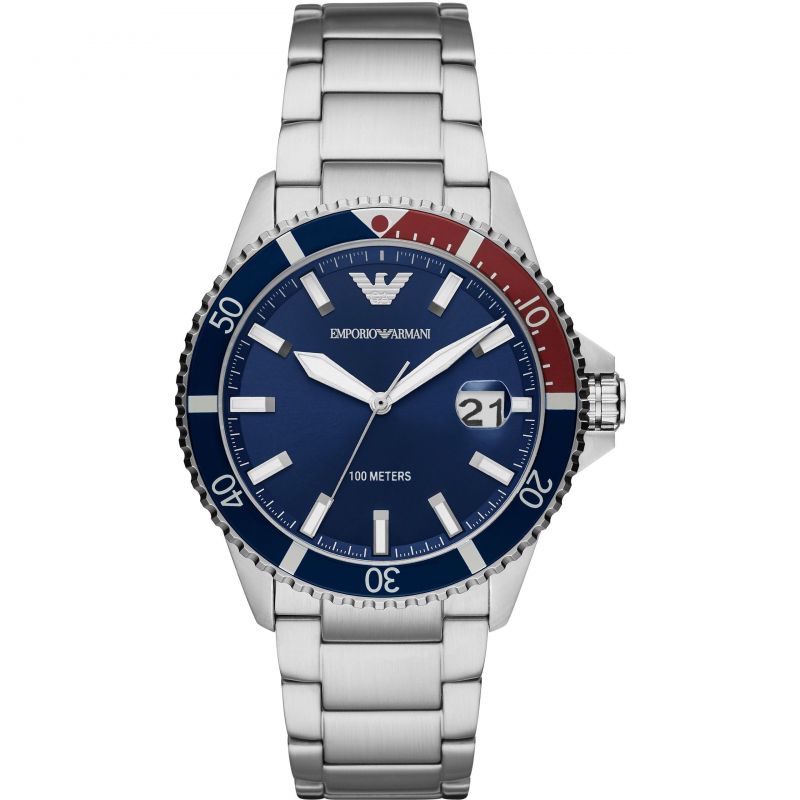 Emporio Armani Ar11339 Men S Diver Steel Blue Watch