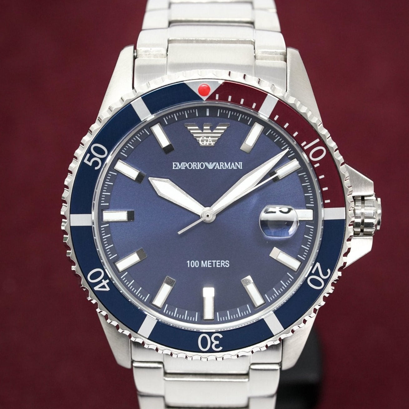 Emporio Armani Ar11339 Men S Diver Steel Blue Watch