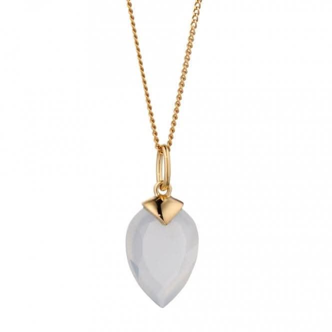 April Yellow Gold Plated Birthstone Chalcedony Stone Pendant P4978