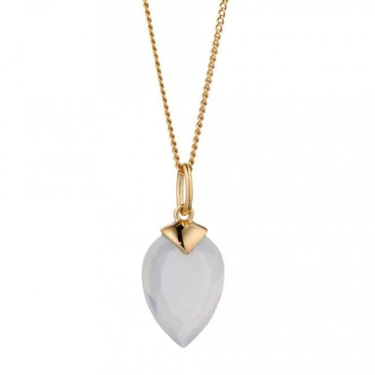 April Yellow Gold Plated Birthstone Chalcedony Stone Pendant P4978