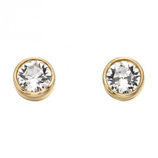 April Yellow Gold Plated Birthstone Earrings with Swarovski Crystal E1540
