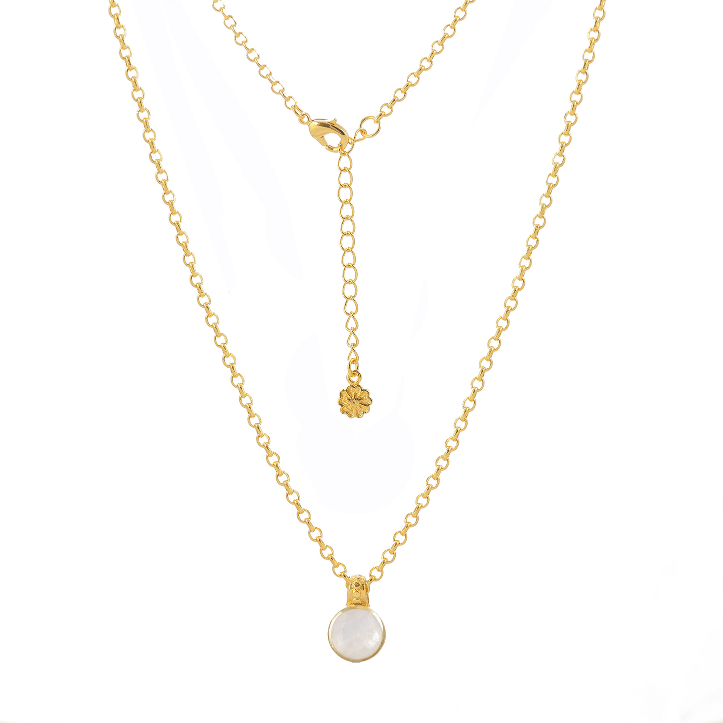 Charis Round Gemstone Necklace Moonstone