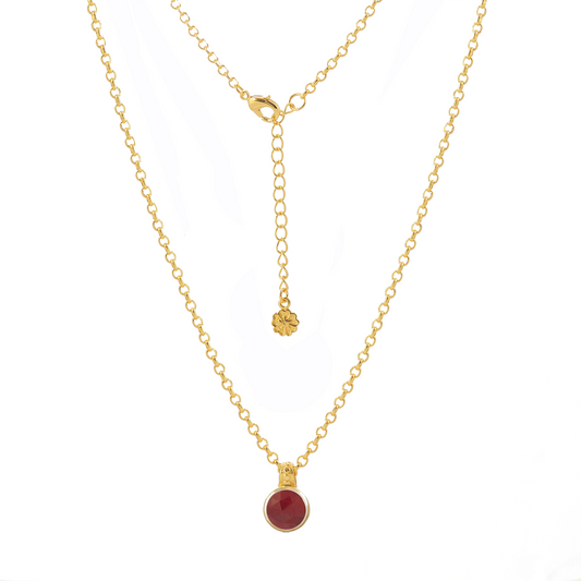 Charis Round Gemstone Necklace Ruby