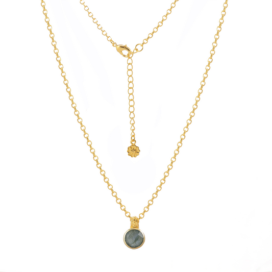 Charis Round Gemstone Necklace Labradorite