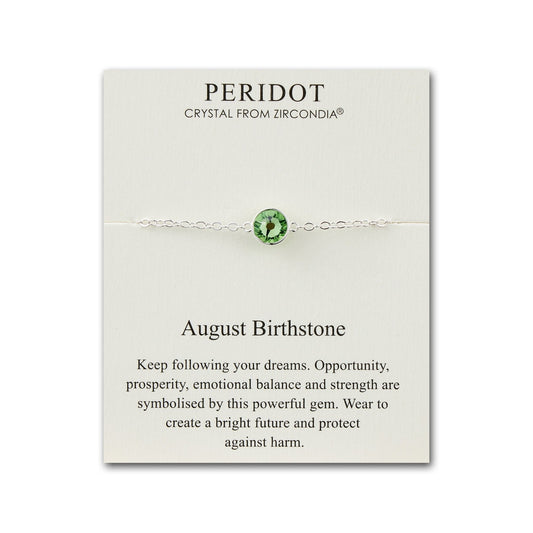 August (Peridot) Birthstone Anklet Created with Zircondia® Crystals