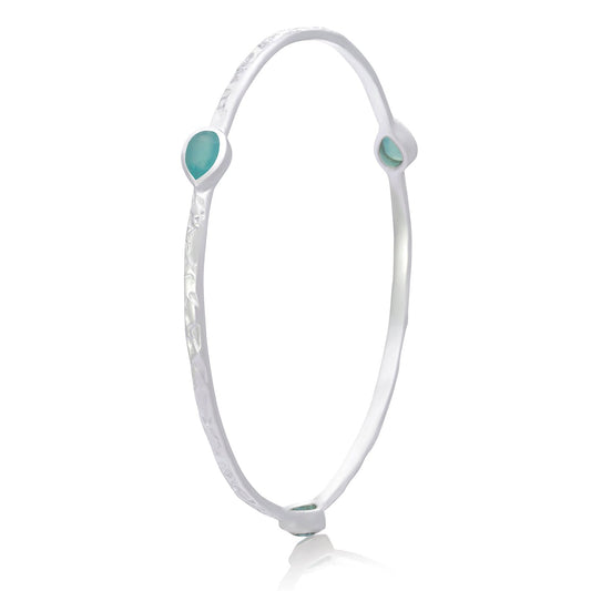 Simi Three Stone Stacking Bangle: Silver Pariba Onyx
