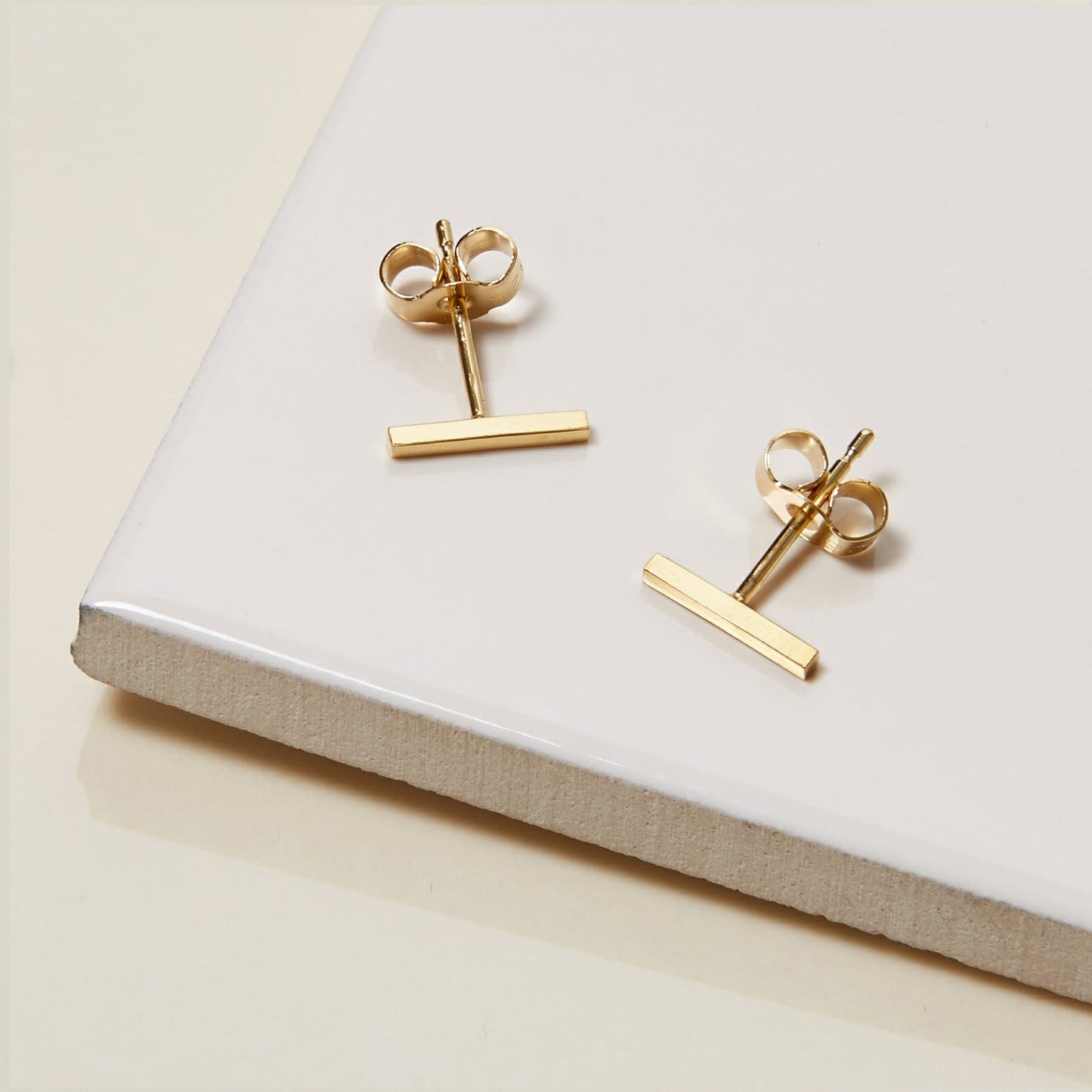 Bar Stud Earrings - Gold