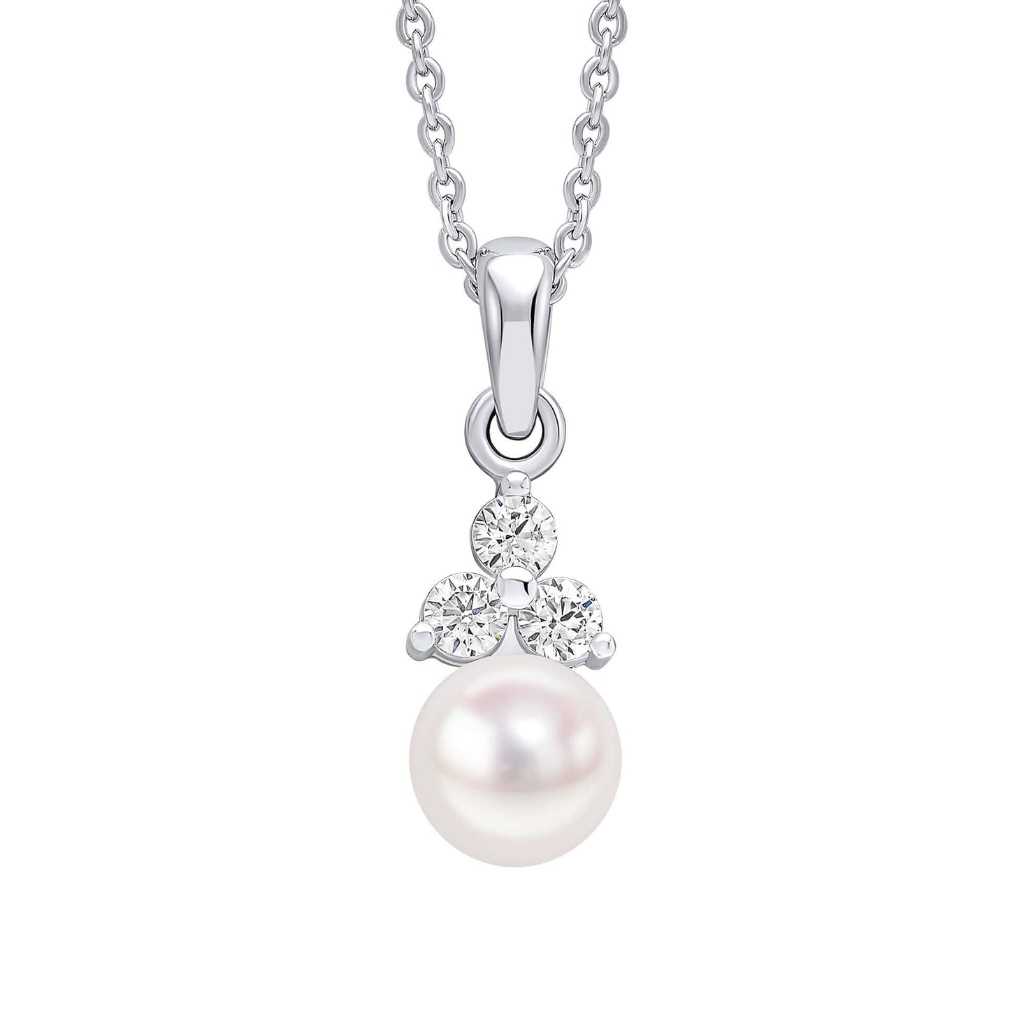 Beginnings Sterling Silver Cubic Zirconia Shell Pearl White Pendant P5464W