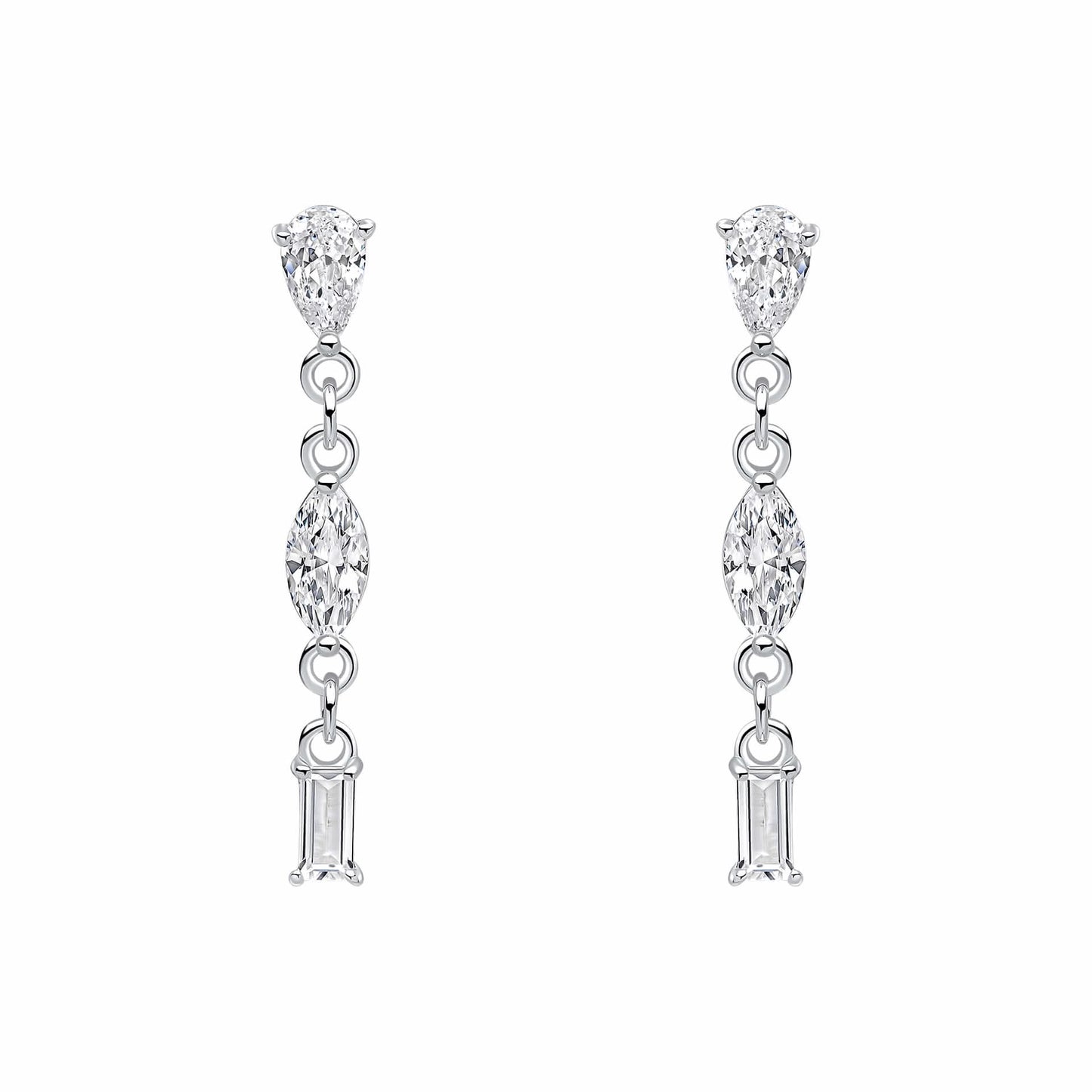Beginnings Sterling Silver Cubic Zirconia White Earrings E6481C