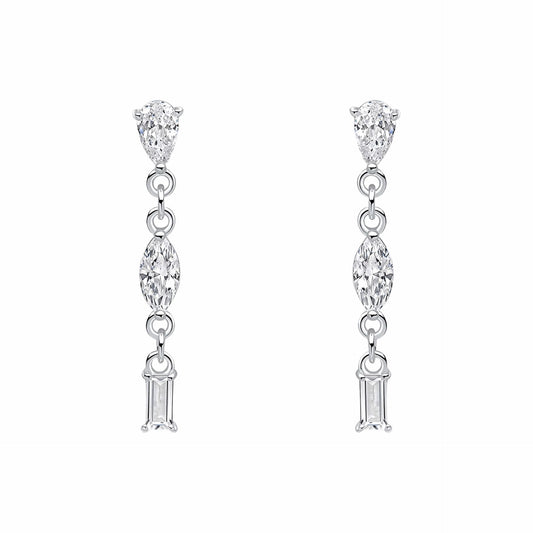 Beginnings Sterling Silver Cubic Zirconia White Earrings E6481C