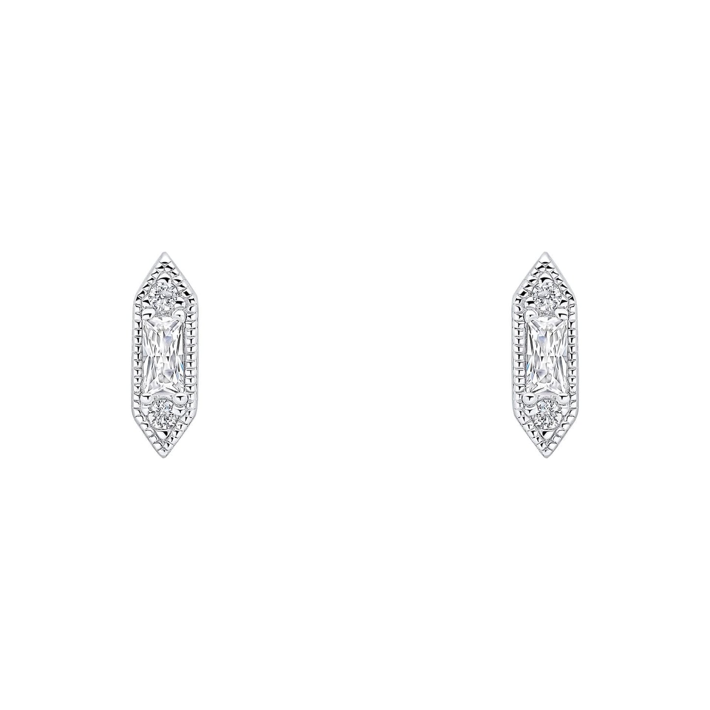 Beginnings Sterling Silver Cubic Zirconia White Earrings E6496C