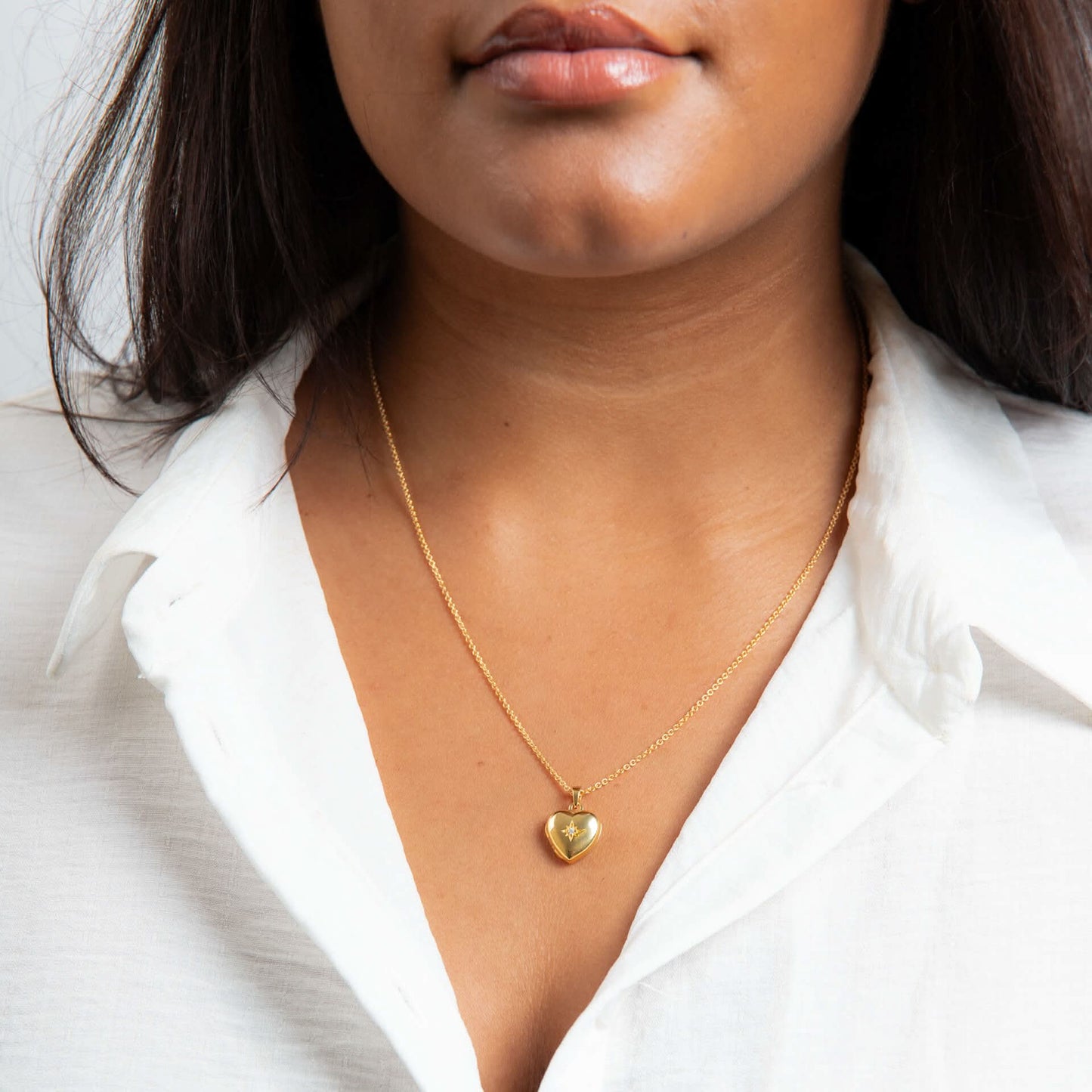 Beginnings Sterling Silver Gold Plated Cubic Zirconia Heart Pendant P5441C