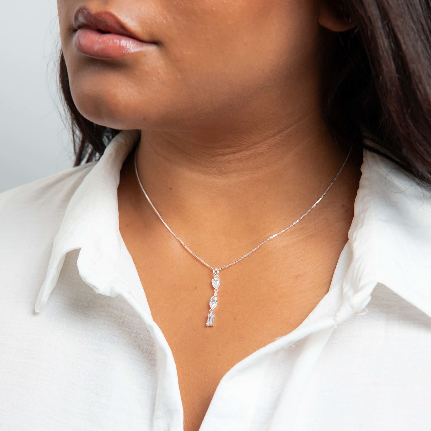 Beginnings Sterling Silver Cubic Zirconia White Pendant P5451C