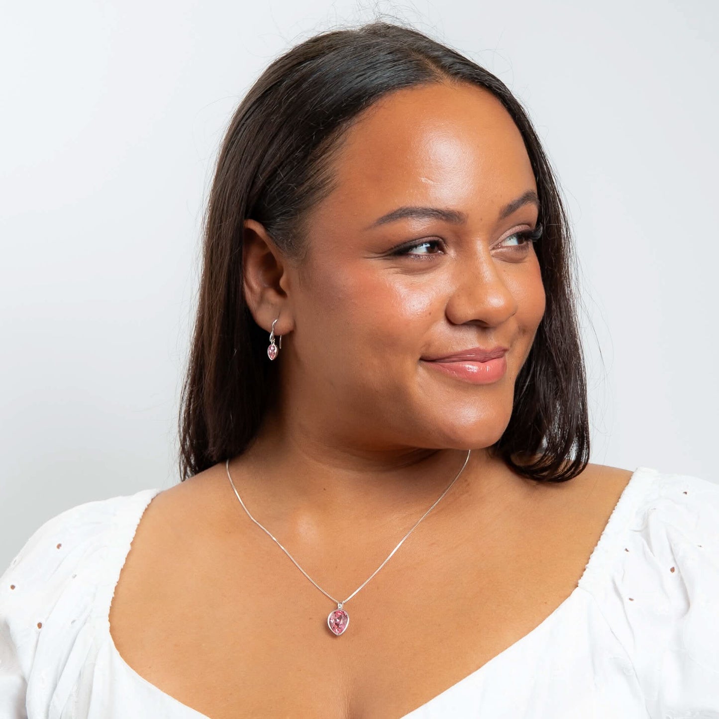 Beginnings Sterling Silver Light Rose Crystal Rose Earrings E6490P