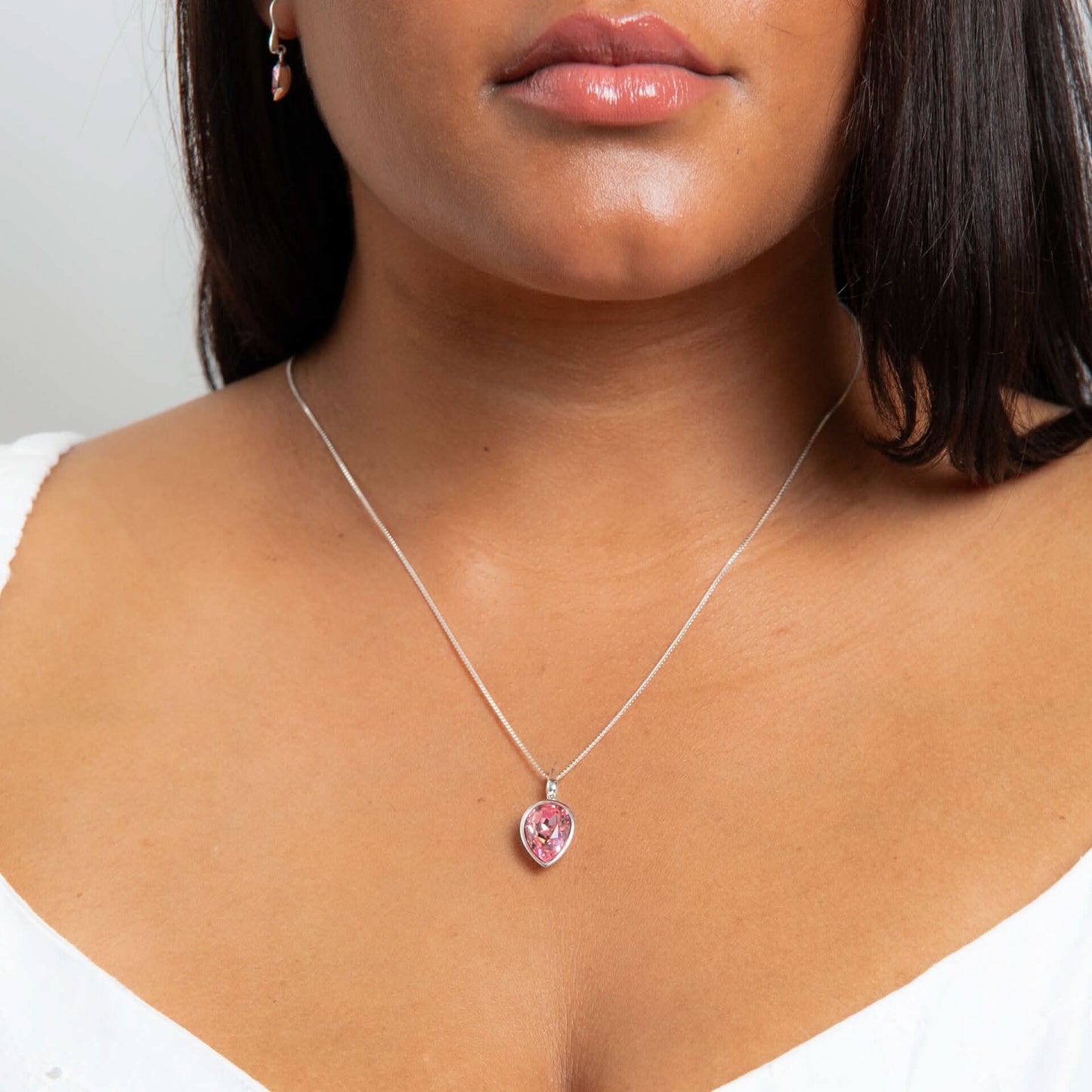 Beginnings Sterling Silver Light Rose Crystal Rose Pendant P5460P