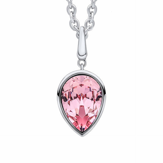 Beginnings Sterling Silver Light Rose Crystal Rose Pendant P5460P