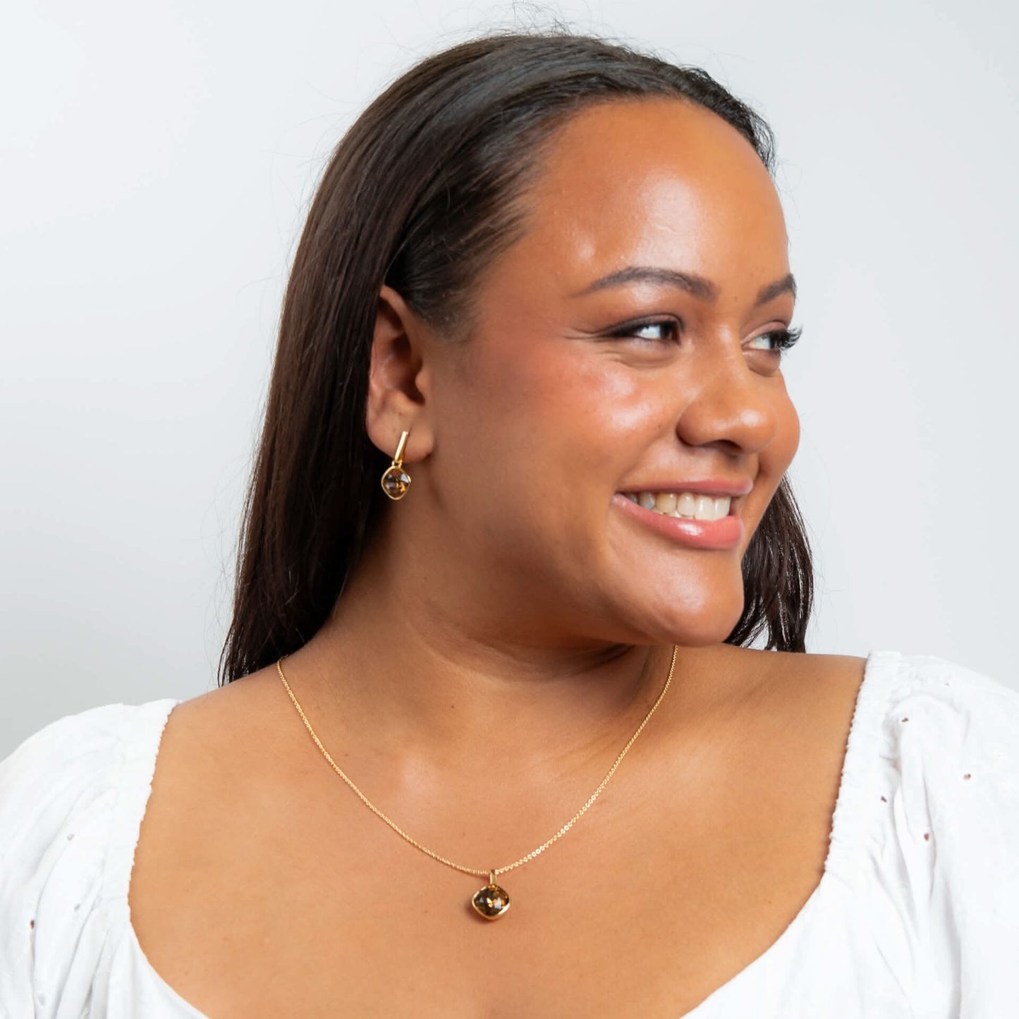 Beginnings Sterling Silver Smoked Topaz crystal Earrings E6479Y