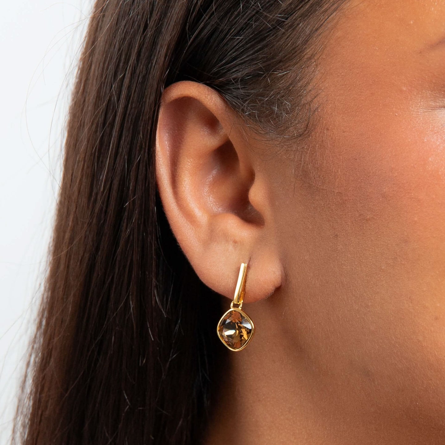 Beginnings Sterling Silver Smoked Topaz crystal Earrings E6479Y