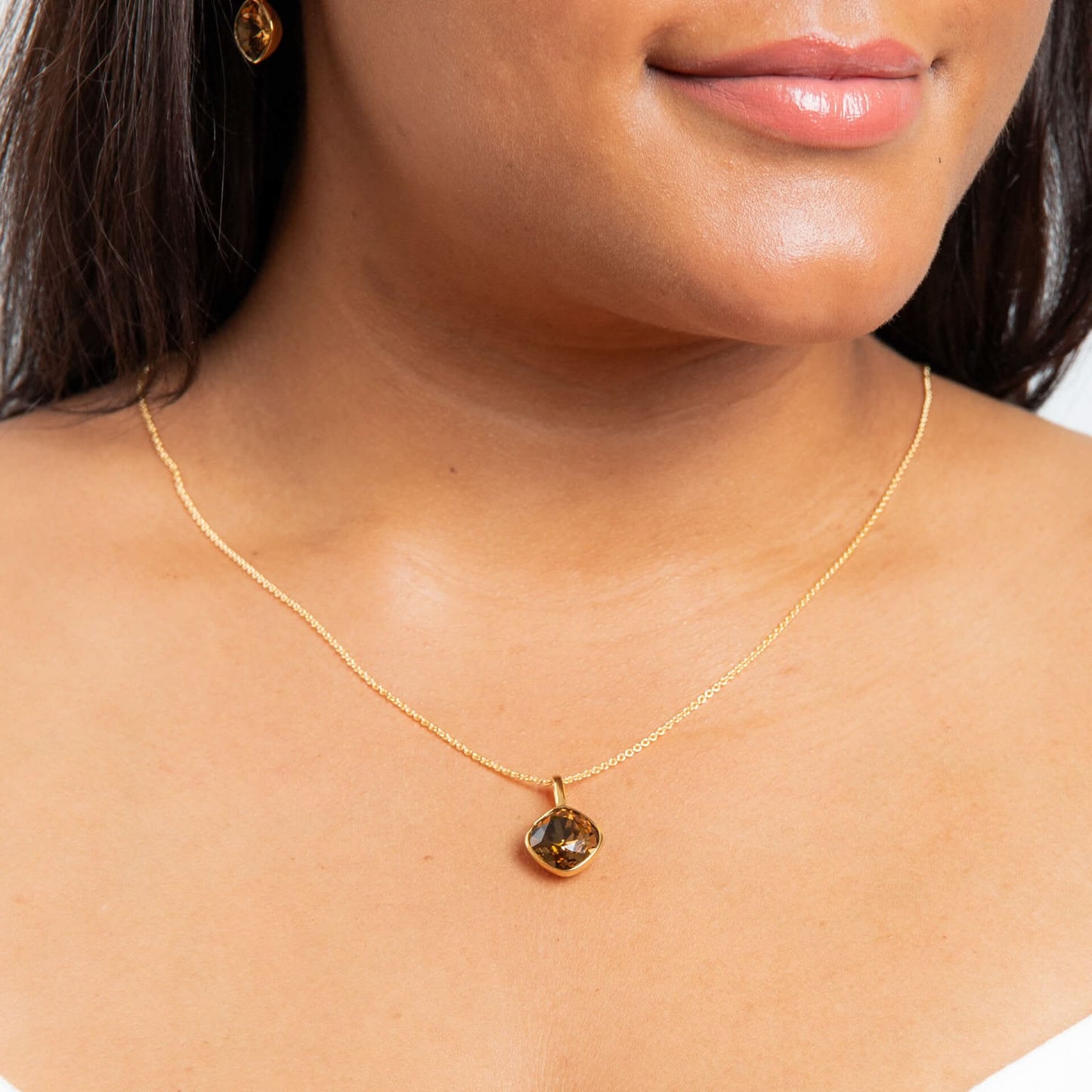 Beginnings Sterling Silver Smoked Topaz crystal Blue Pendant P5450Y