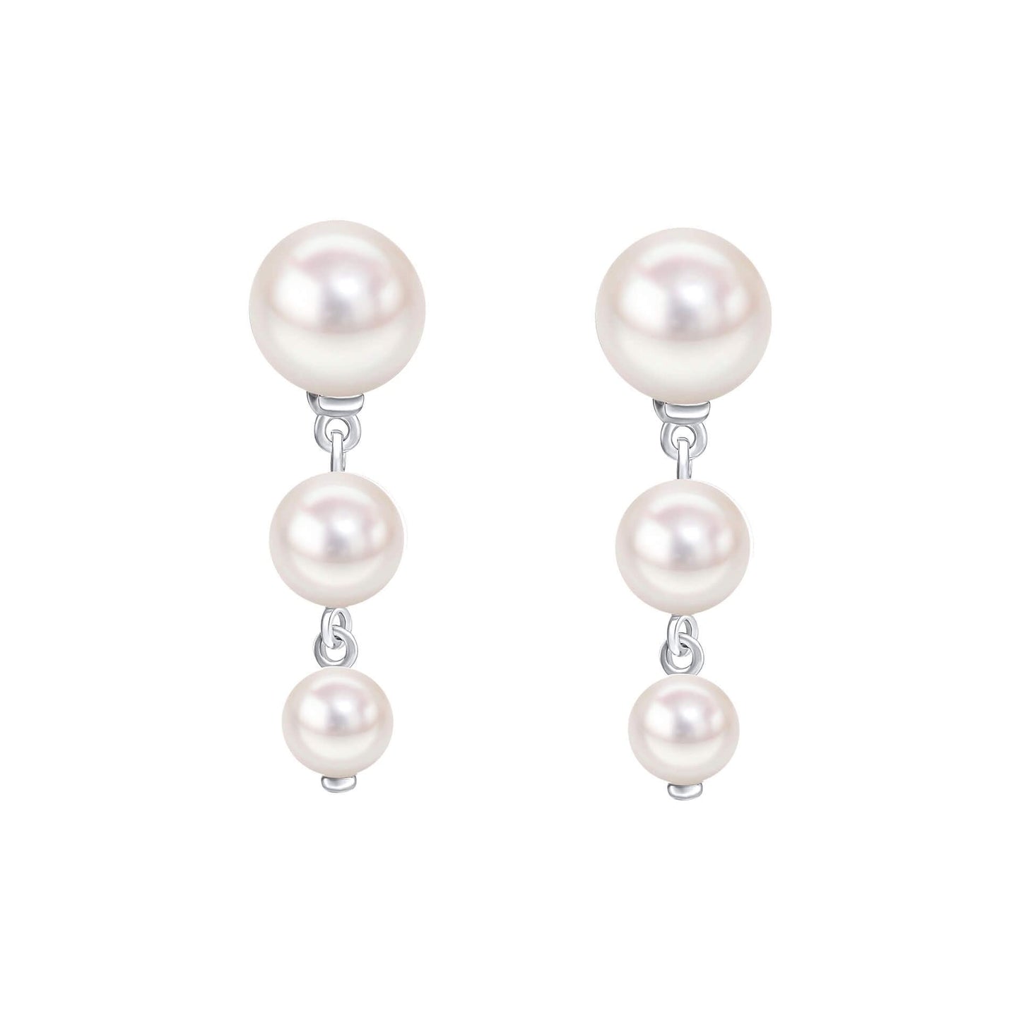 Beginnings Sterling Silver White Freshwater Pearl White Earrings E6477W