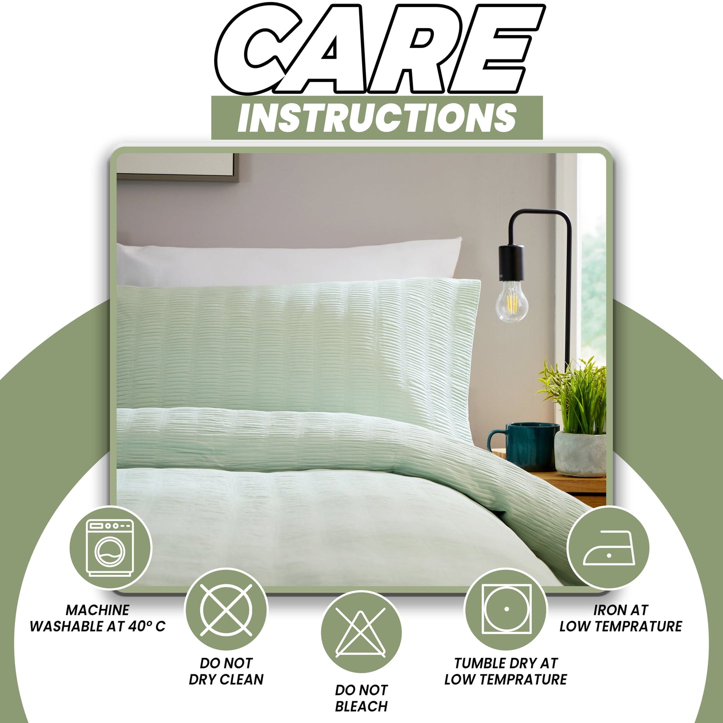 Belgravia Sage Green Microfibre Duvet Cover Set with Pillowcases Soft Easy Care Modern Quilt Bedding Bed Linen Set by OLIVIA ROCCO