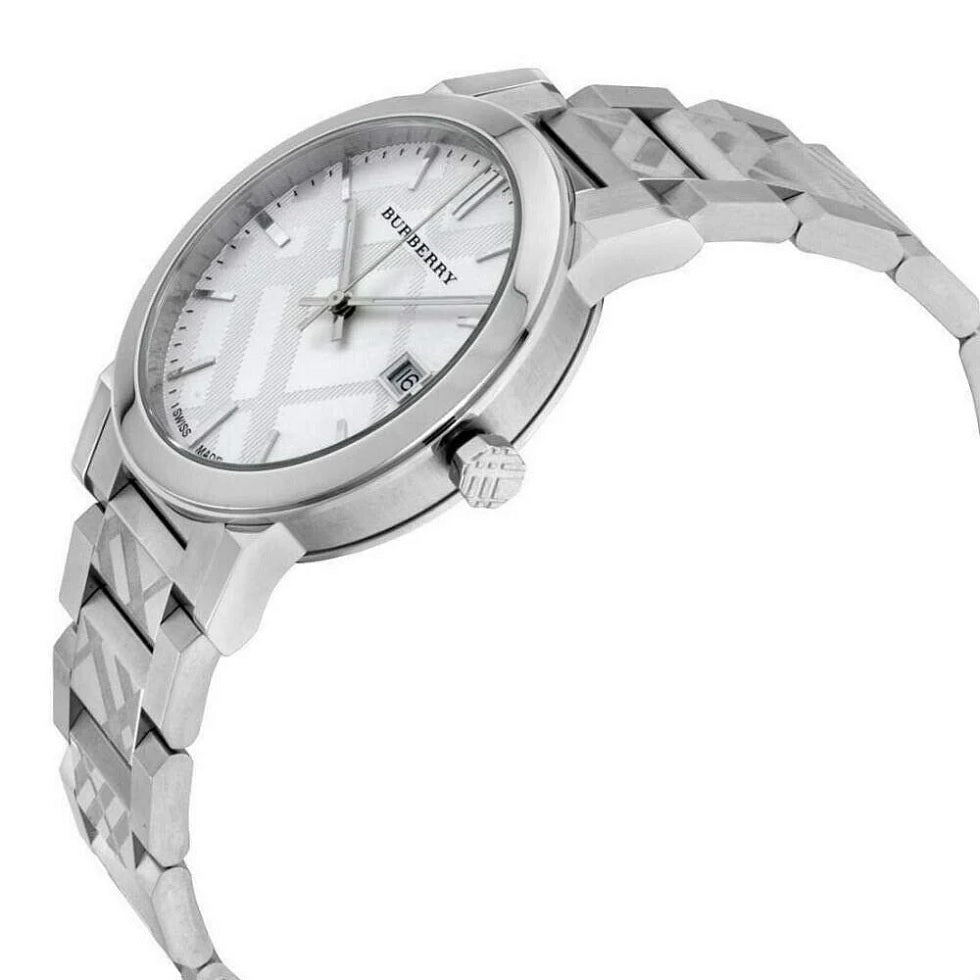 Burberry Unisex Watch Stainless Steel Silver Strap With Silver Dial BU9037 The City Collection