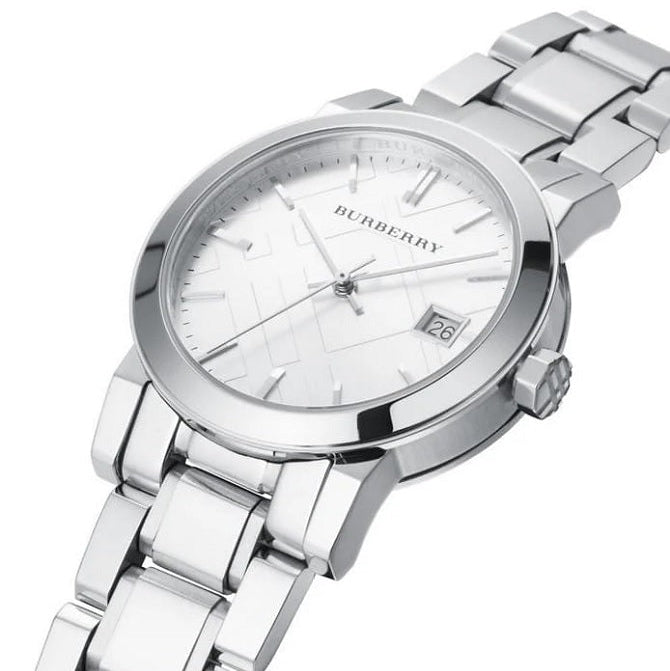 Burberry Women's Watch Stainless Steel Silver Strap With Silver Dial BU9100 The City
