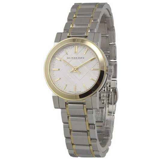 Burberry Women’s Watch Stainless Steel Silver & Gold Tone Strap With Gold Dial And Gold Case BU9217 The City