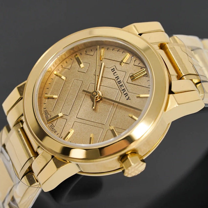 Burberry Women’s Watch Stainless Steel Gold Strap With Gold Dial BU9227 The City