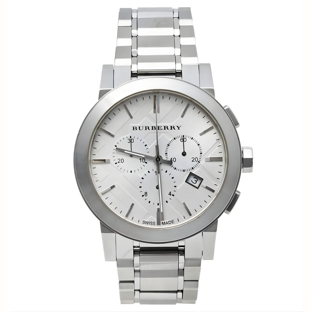 Burberry Men’s Watch Stainless Steel Silver Strap With Silver Dial BU9350 The City