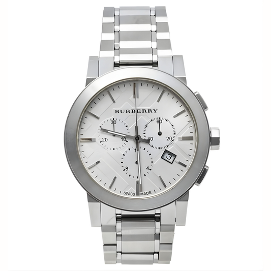 Burberry Men’s Watch Stainless Steel Silver Strap With Silver Dial BU9350 The City